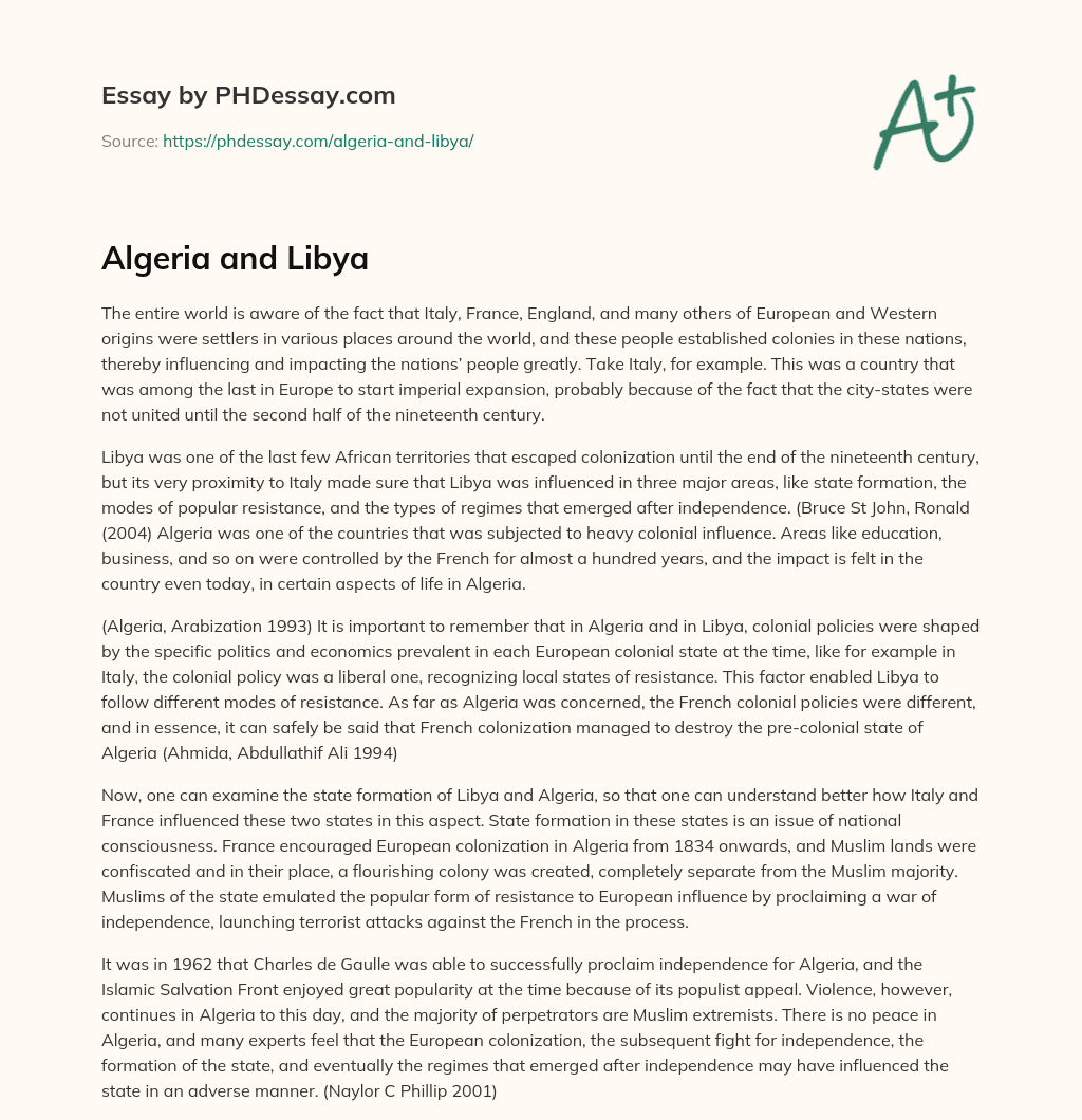 Algeria and Libya essay
