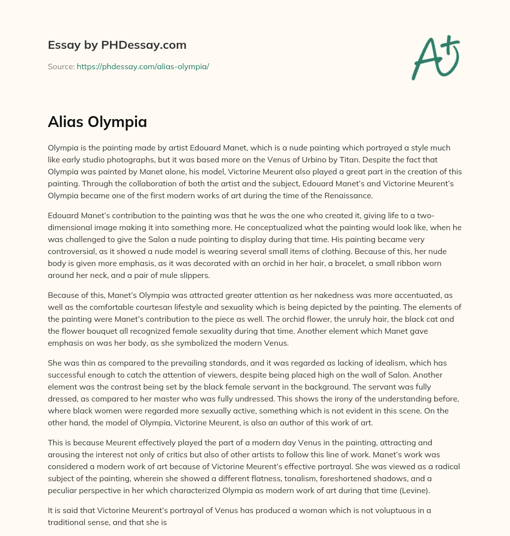Alias Olympia essay