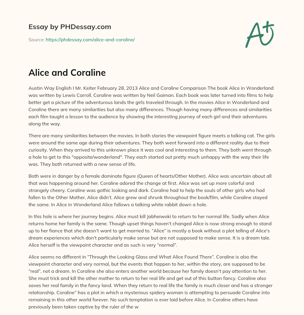 Alice and Coraline essay