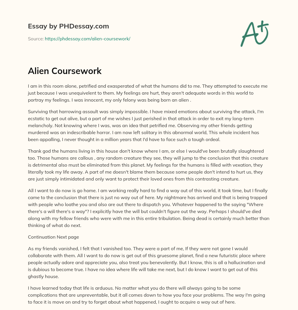 Alien Coursework essay