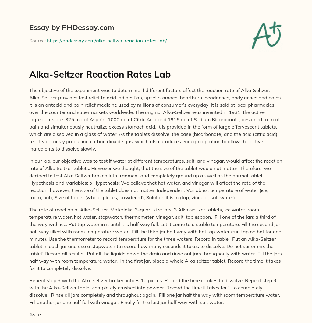 alka-seltzer-reaction-rates-lab-600-words-phdessay