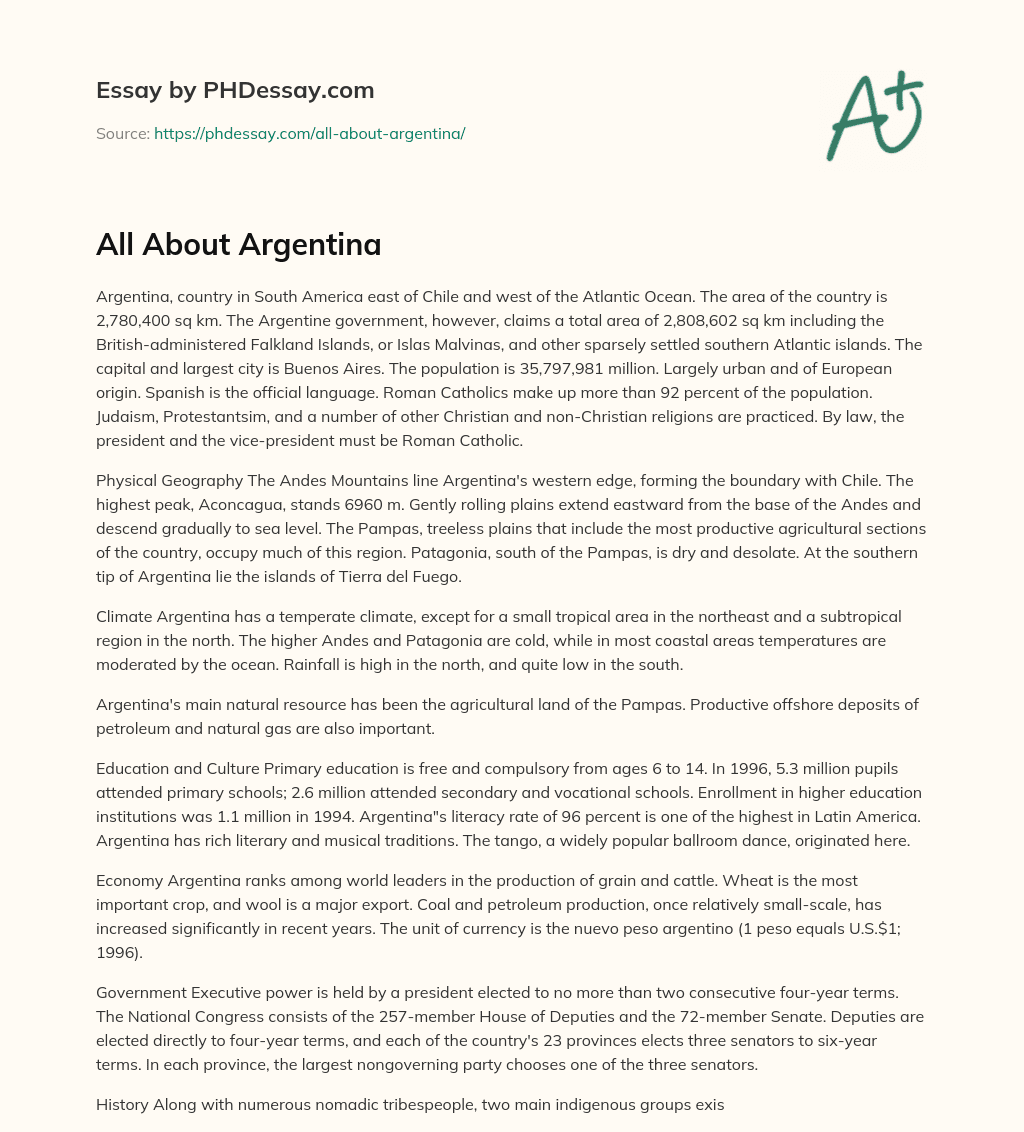 All About Argentina essay