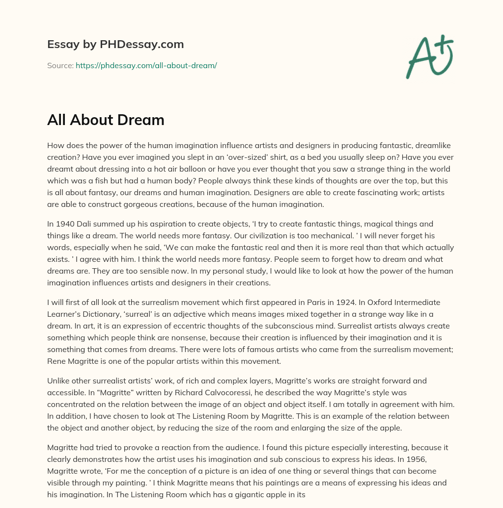 All About Dream essay