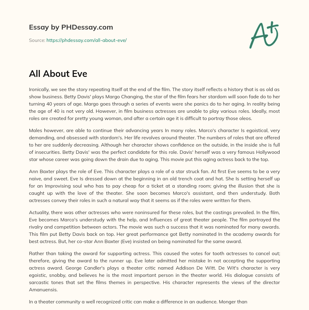 All About Eve essay