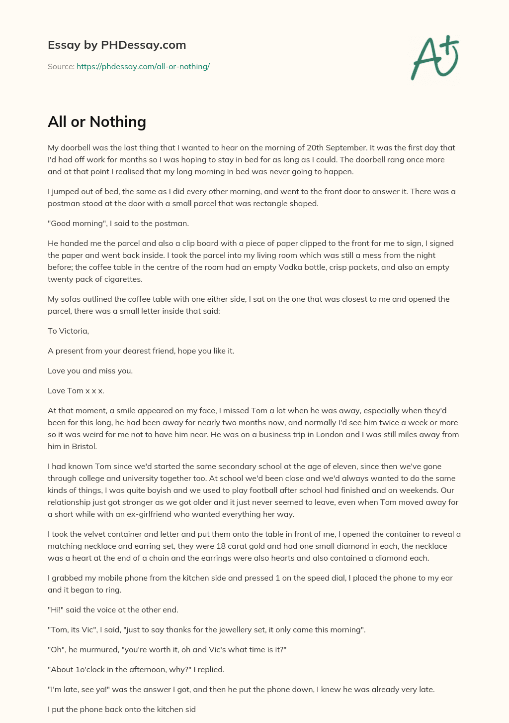 All or Nothing essay