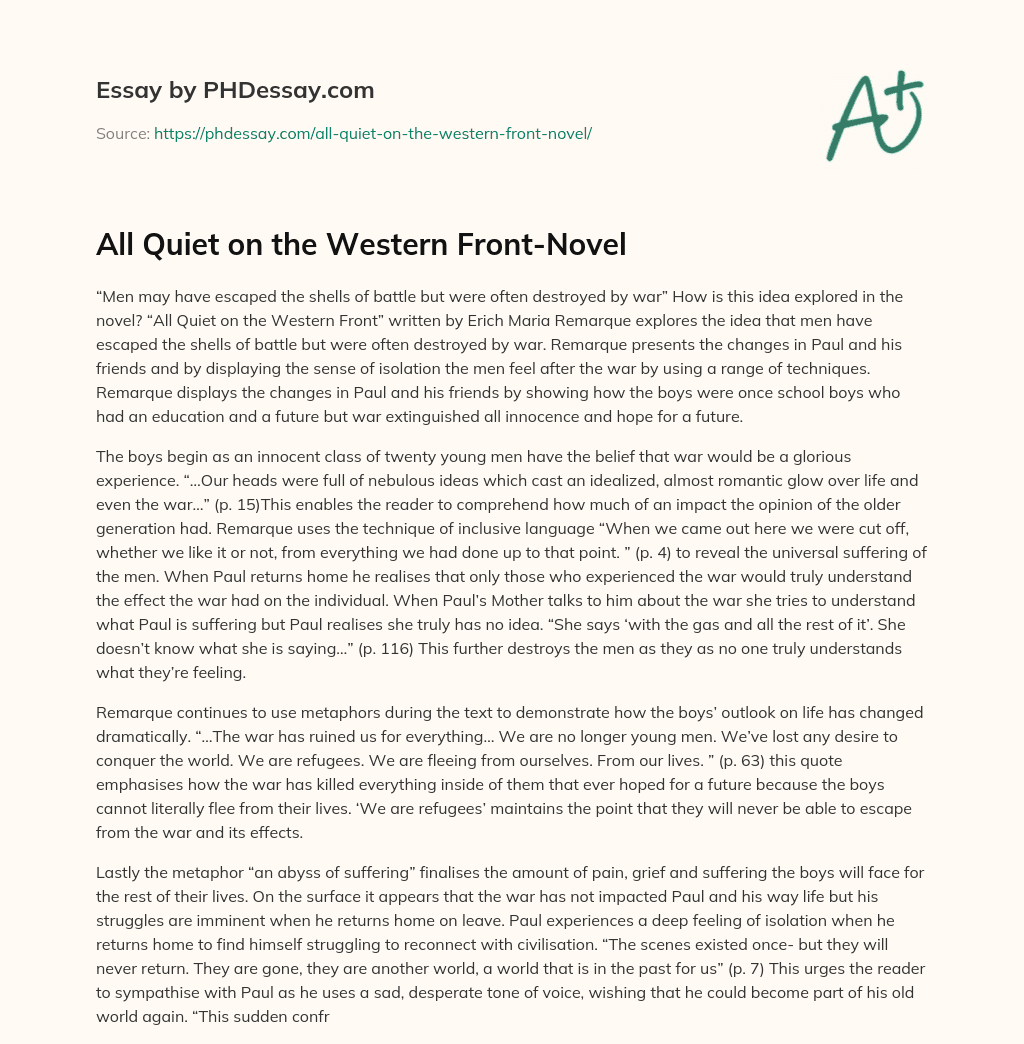 All Quiet on the Western Front-Novel essay