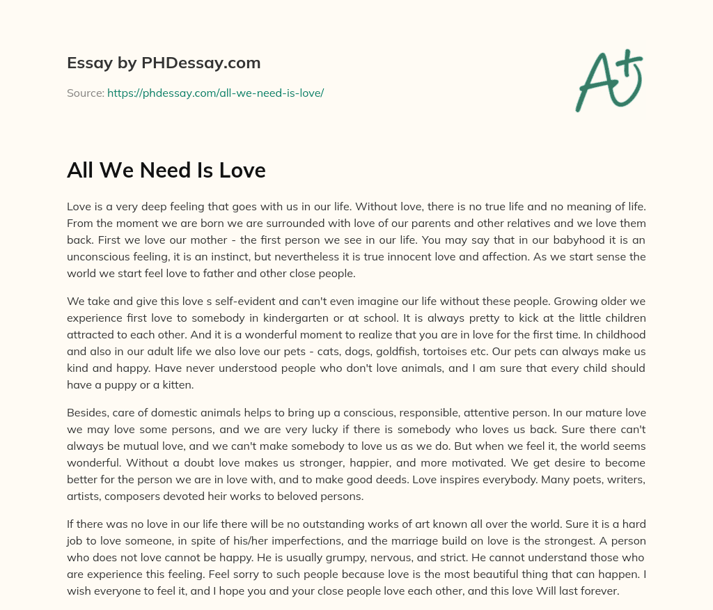 All We Need Is Love essay