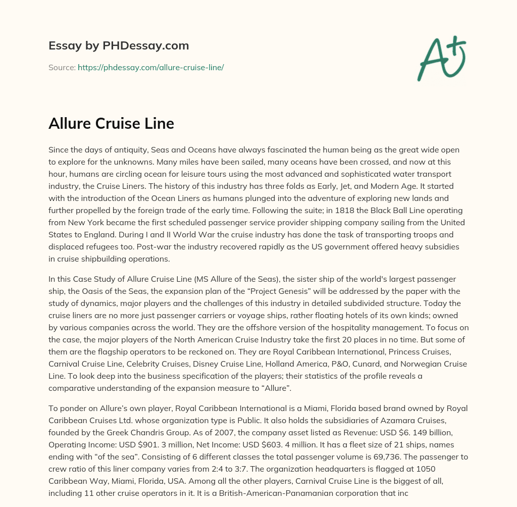 Allure Cruise Line essay