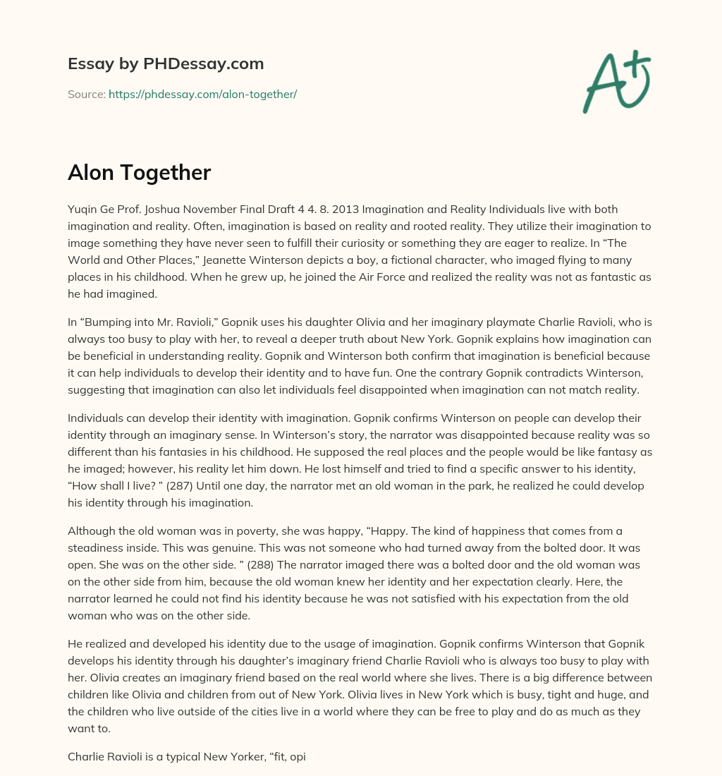 Alon Together essay