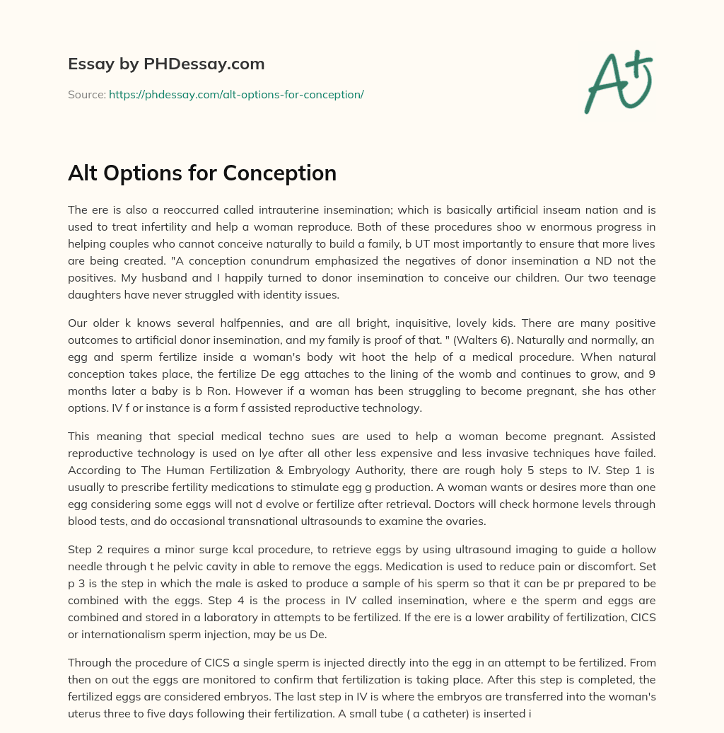 Alt Options for Conception essay