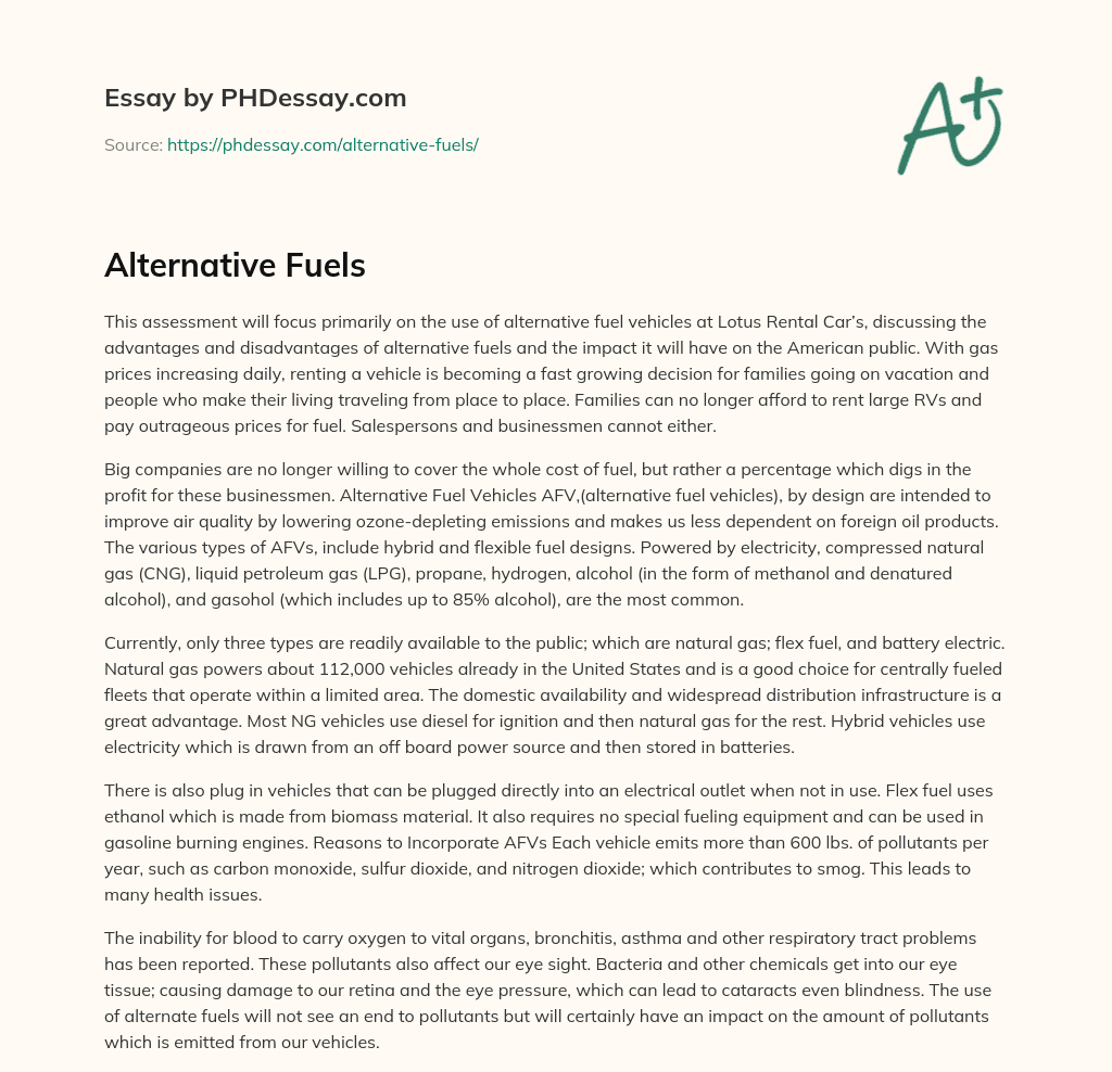Alternative Fuels essay