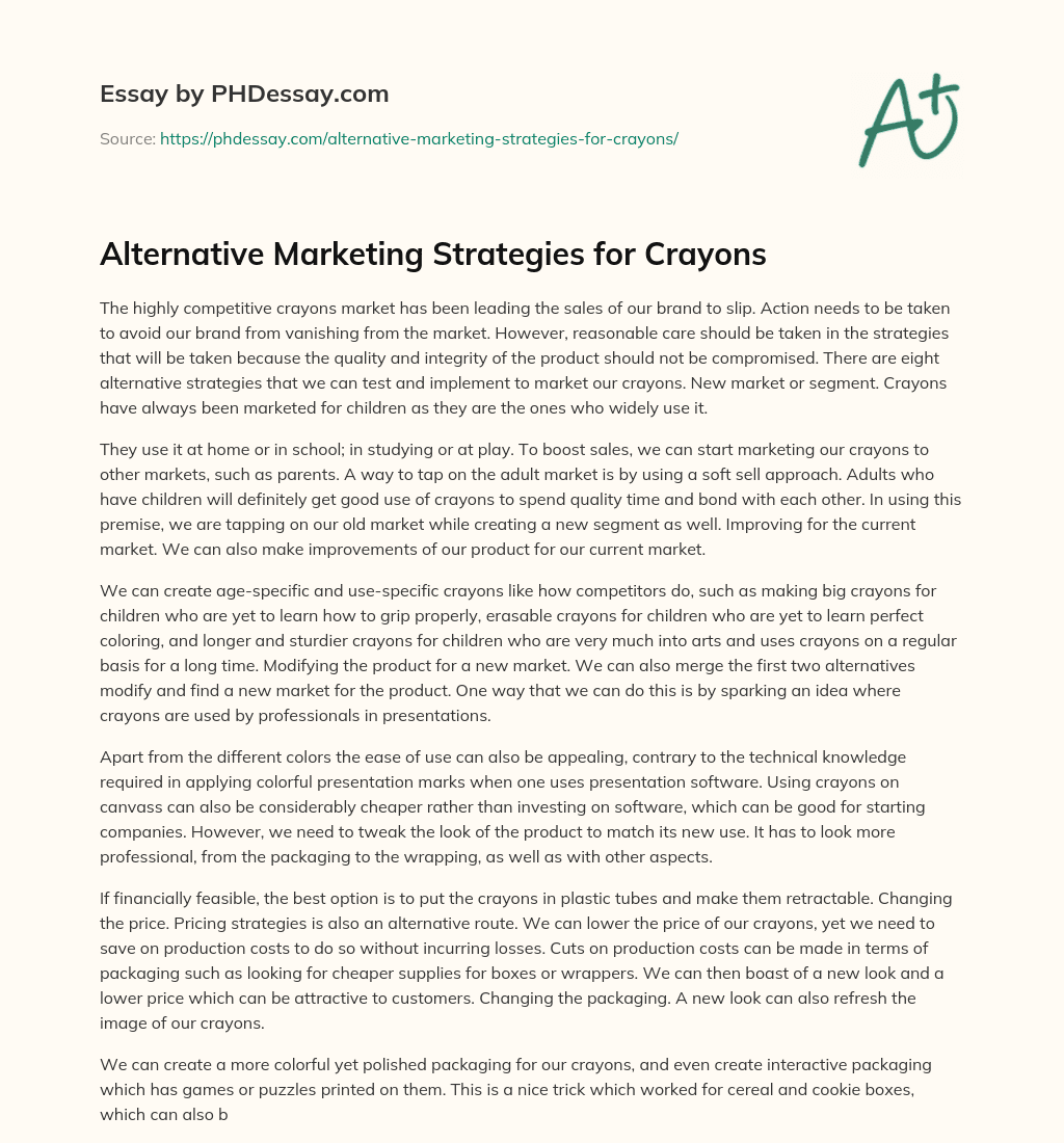 Alternative Marketing Strategies for Crayons essay