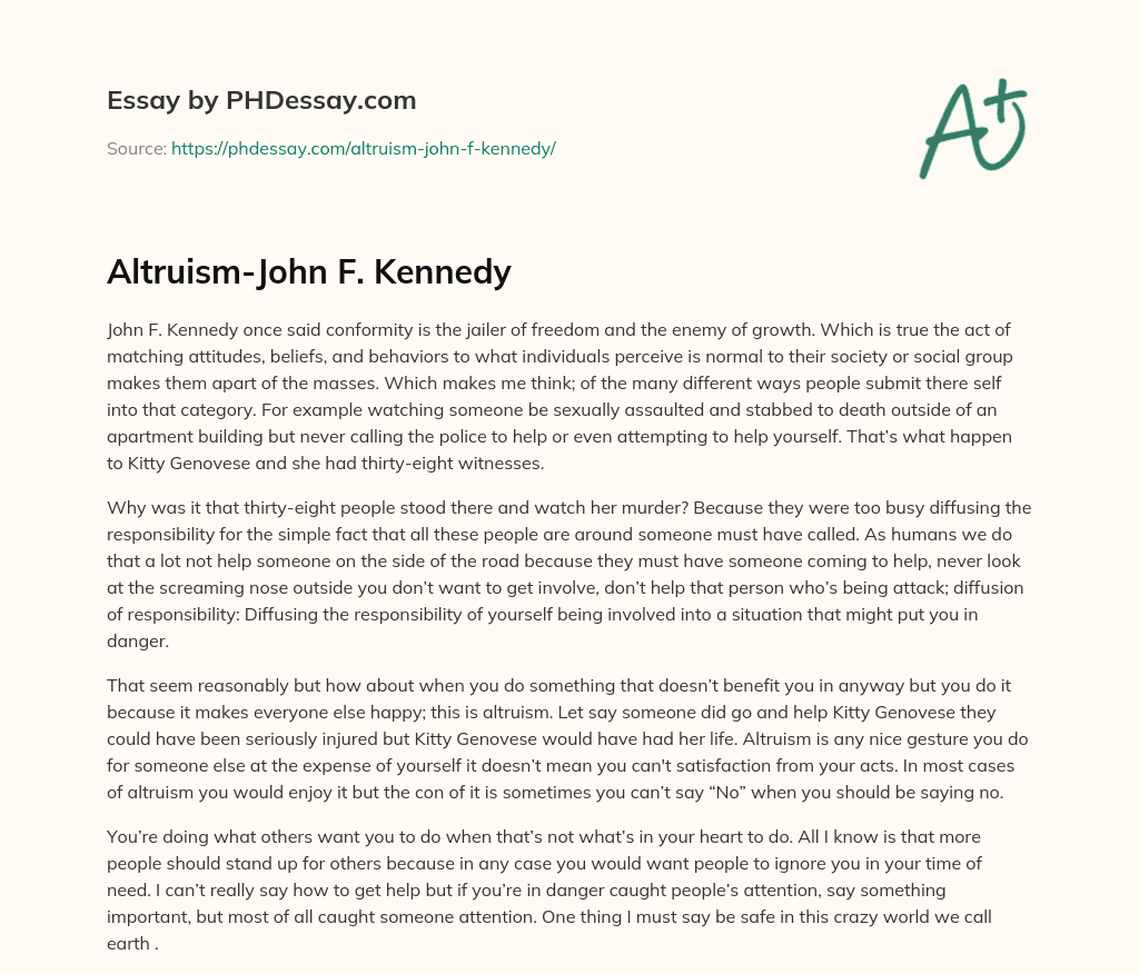 Altruism-John F. Kennedy essay