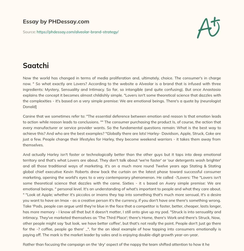 Media Proliferation and the Rise of Consumer Power: Understanding the Concept of Lovers” and Emotional Marketing essay