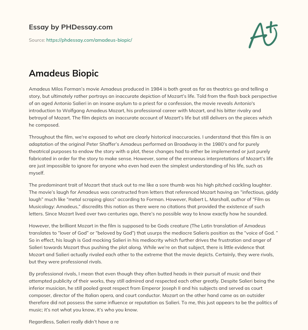Amadeus Biopic essay