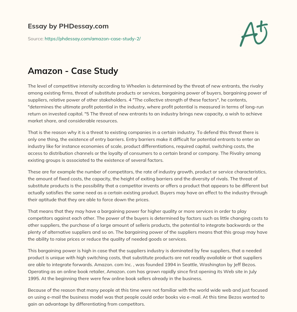 Amazon – Case Study essay