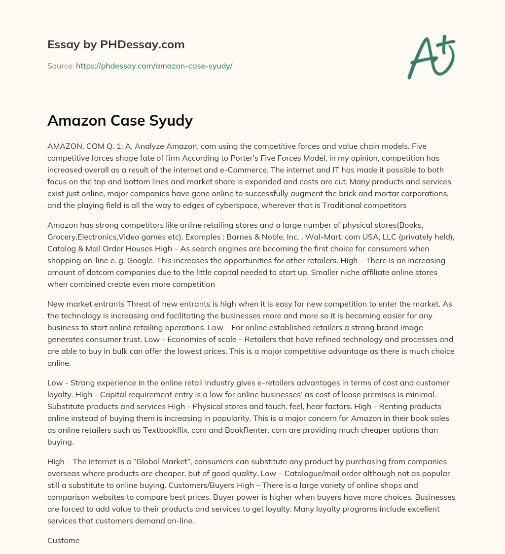 Amazon Case Study essay
