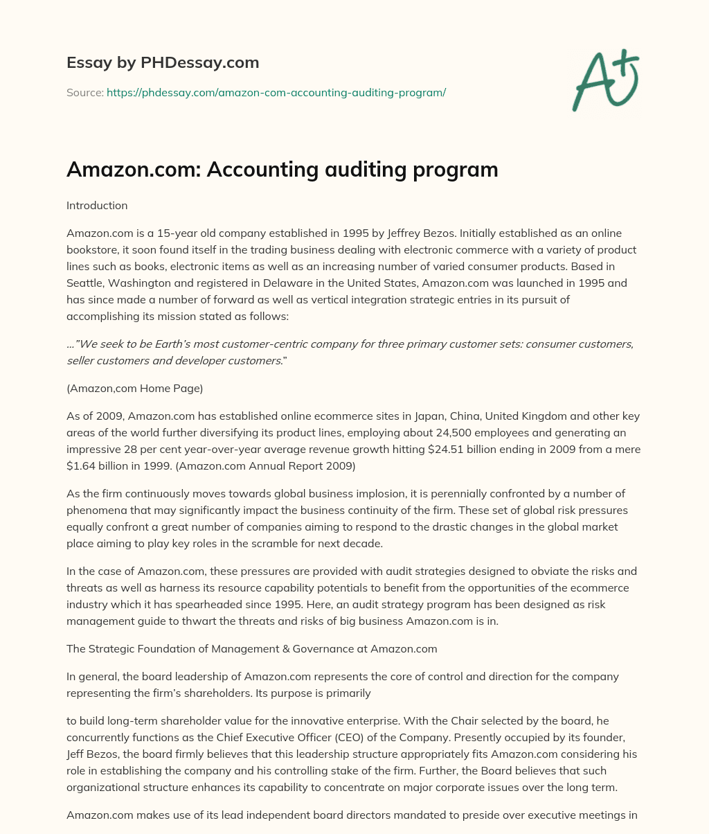 Amazon.com: Accounting auditing program essay
