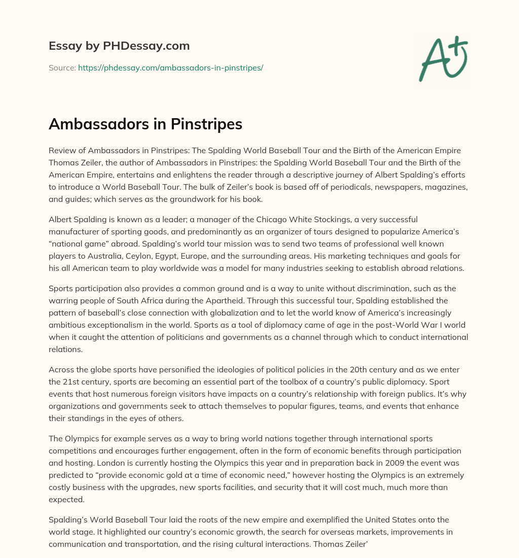 Ambassadors in Pinstripes essay