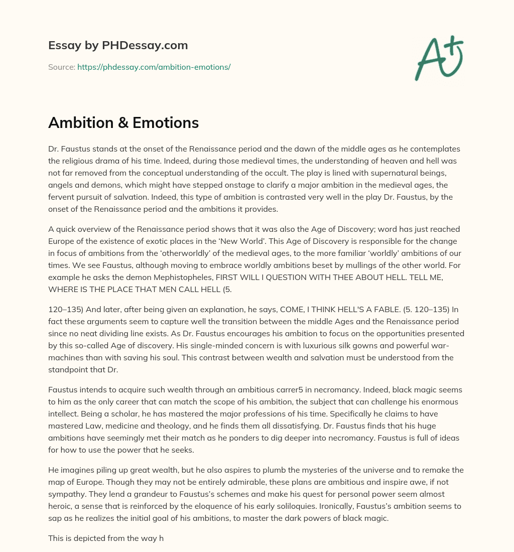 Ambition & Emotions essay