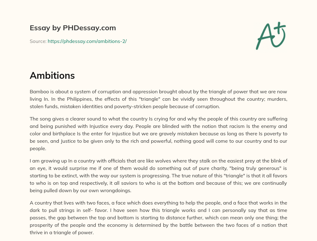 aims and ambitions essay