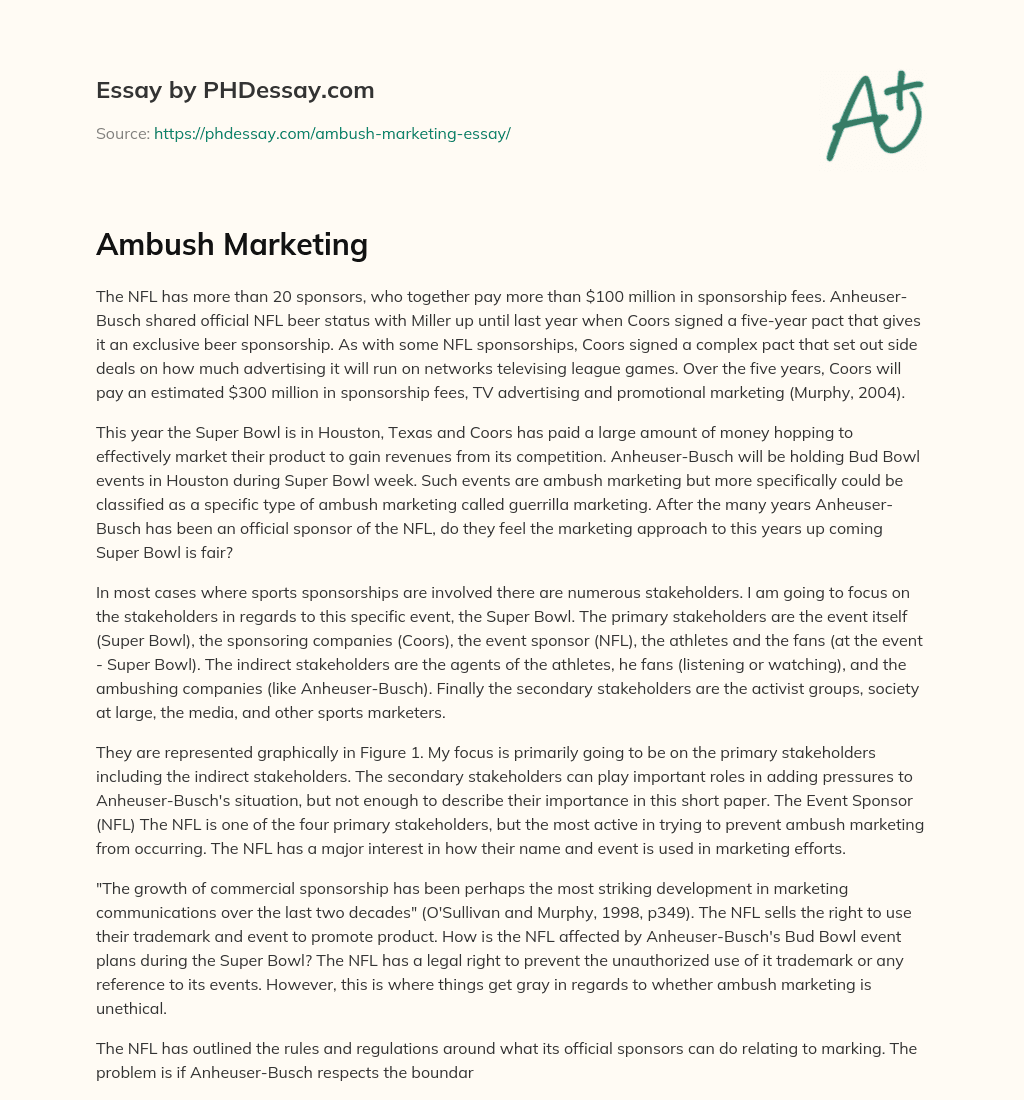 Ambush Marketing essay
