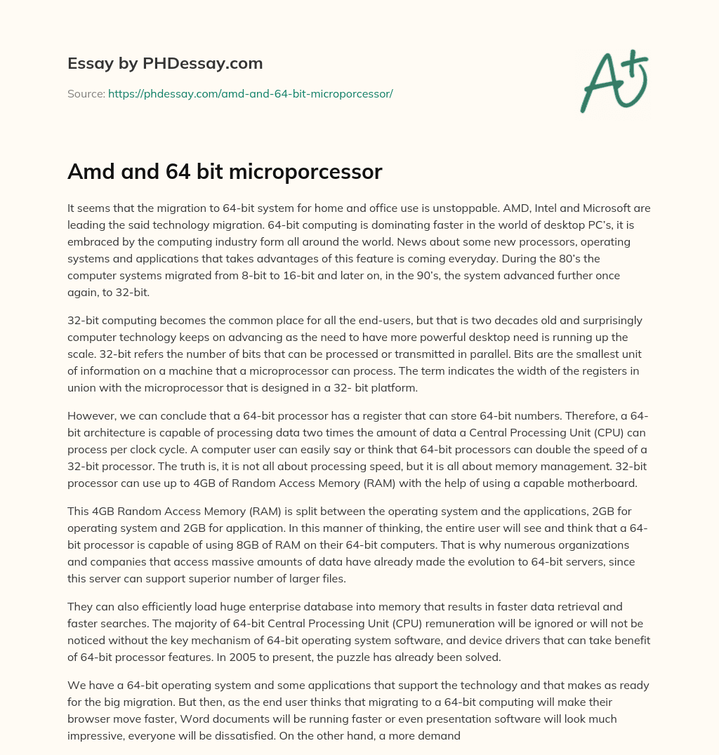 Amd and 64 bit microporcessor essay