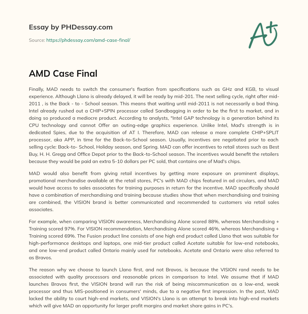 AMD Case Final essay