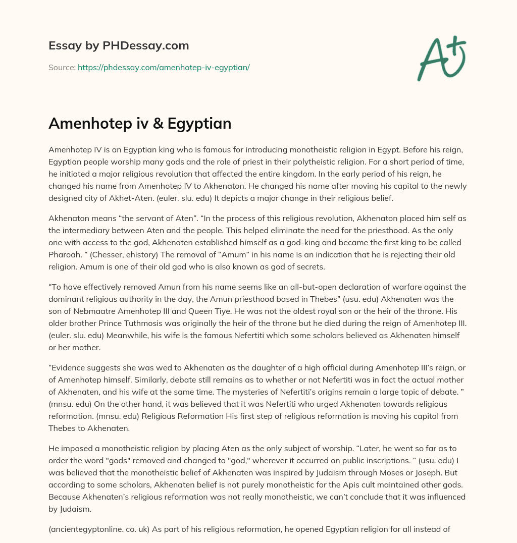 Amenhotep iv & Egyptian essay