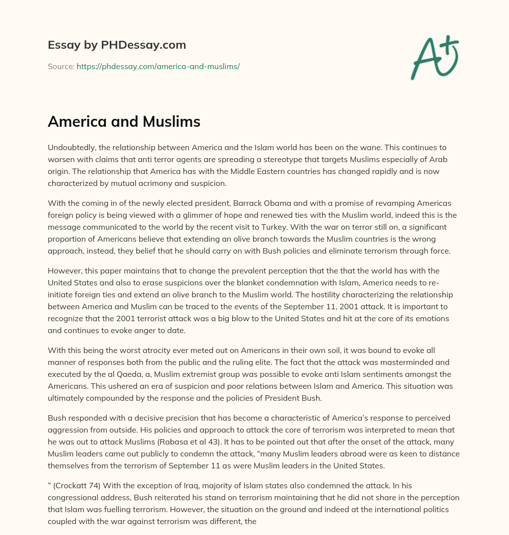 America and Muslims essay
