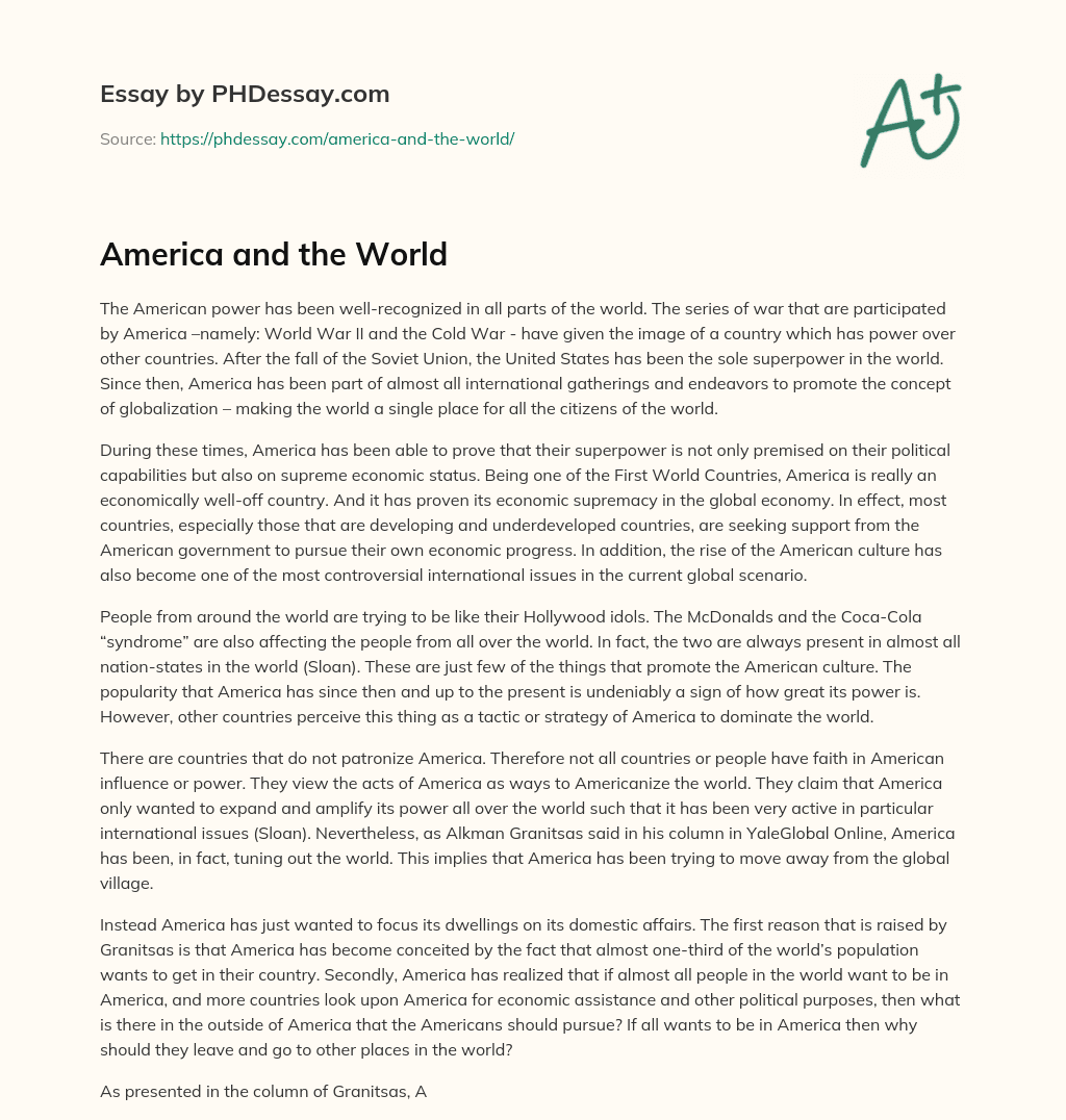 America and the World essay