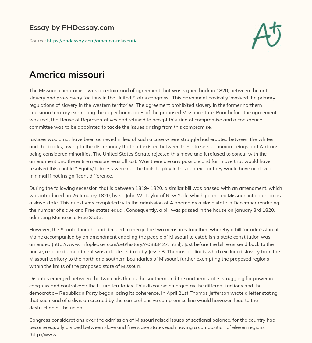 America missouri essay