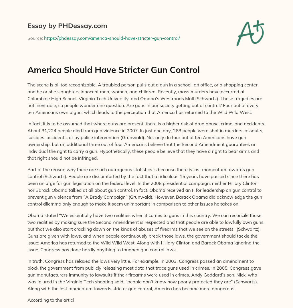 America Should Have Stricter Gun Control essay