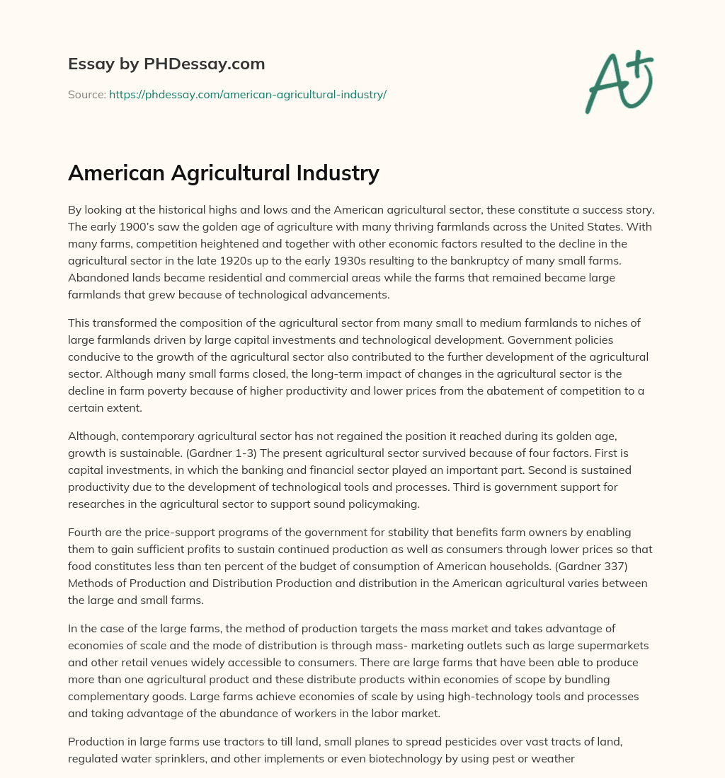 American Agricultural Industry essay