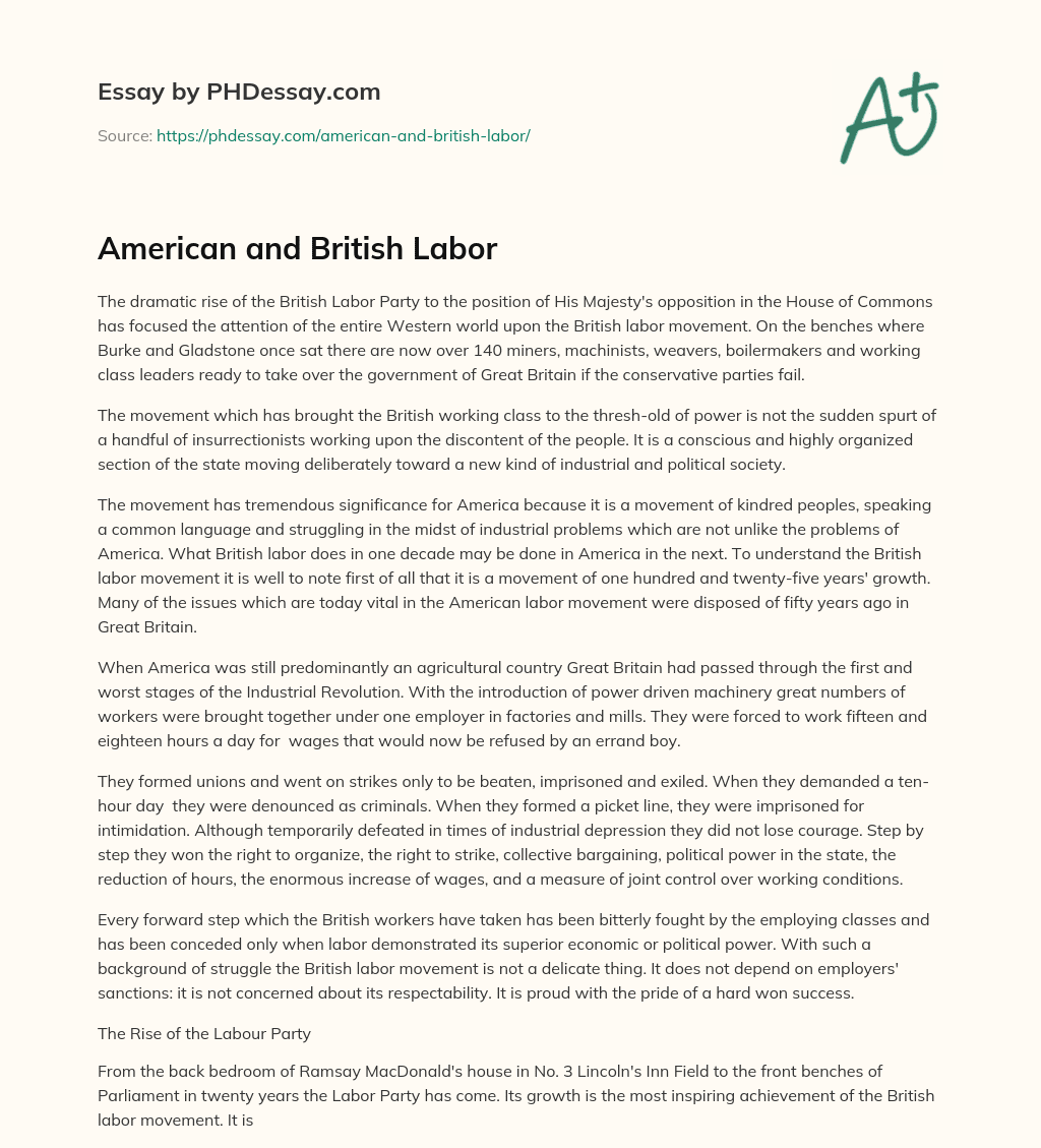 American and British Labor essay