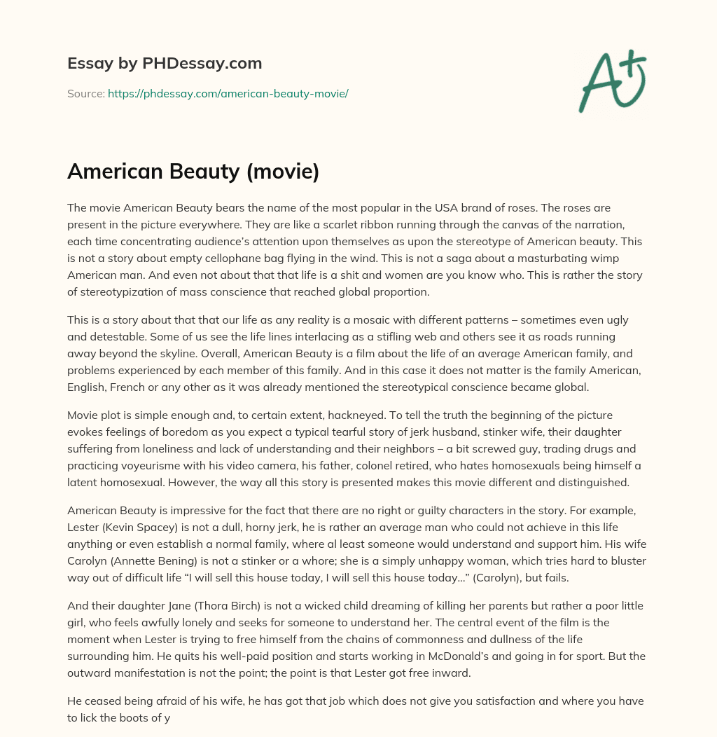 American Beauty (movie) essay