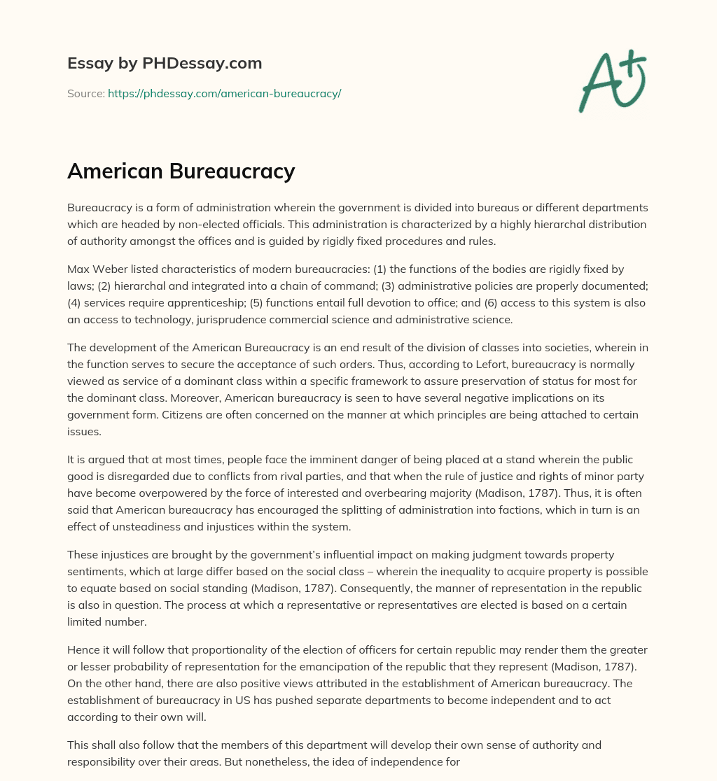American Bureaucracy essay