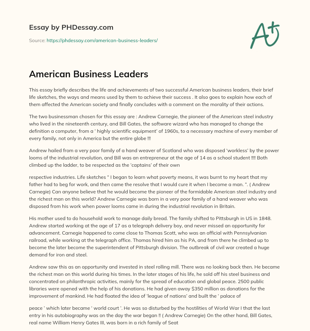 American  Business Leaders essay