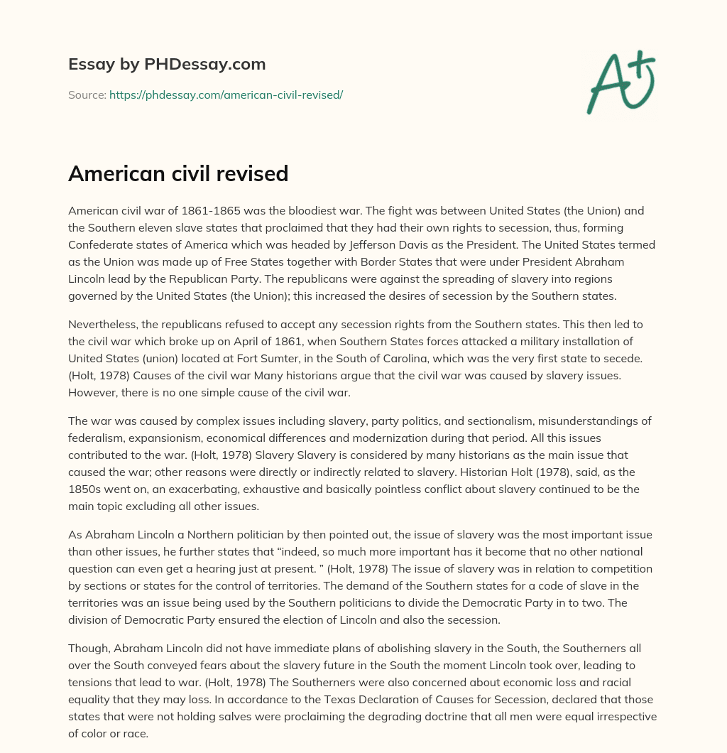 American civil revised essay
