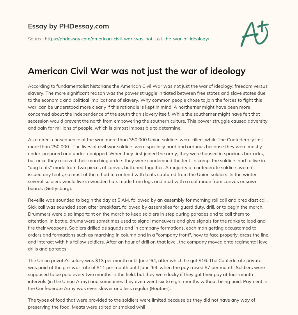 American Civil War was not just the war of ideology essay