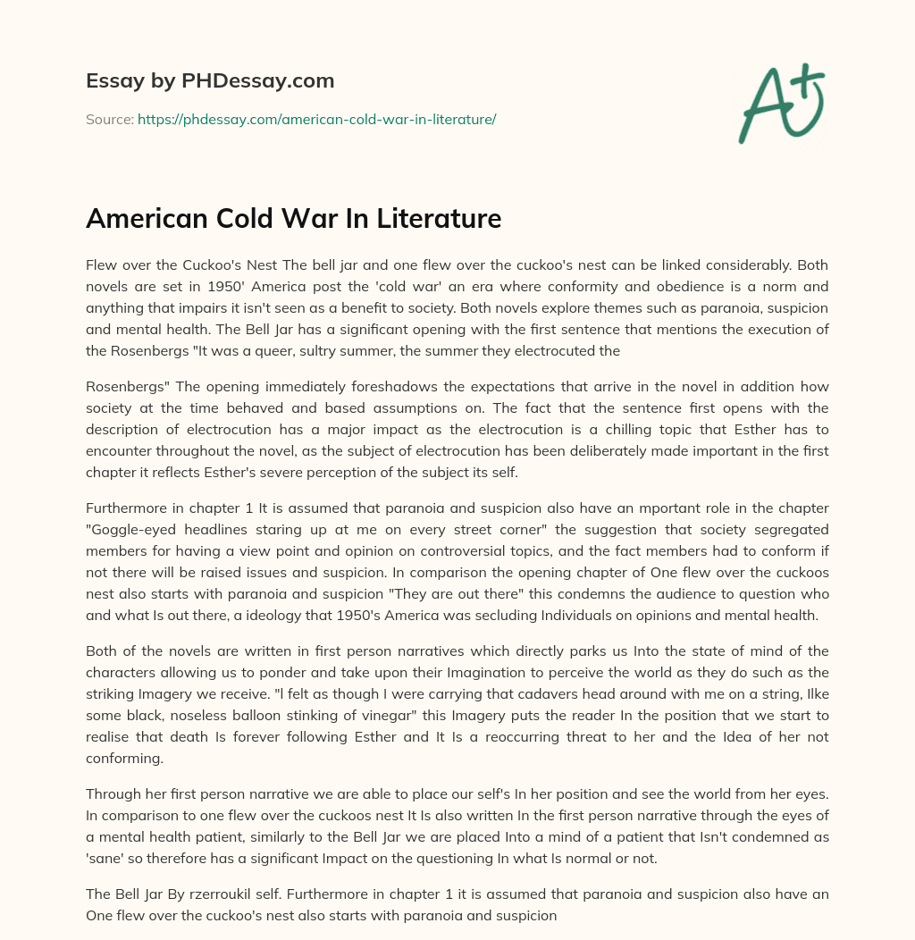American Cold War In Literature essay