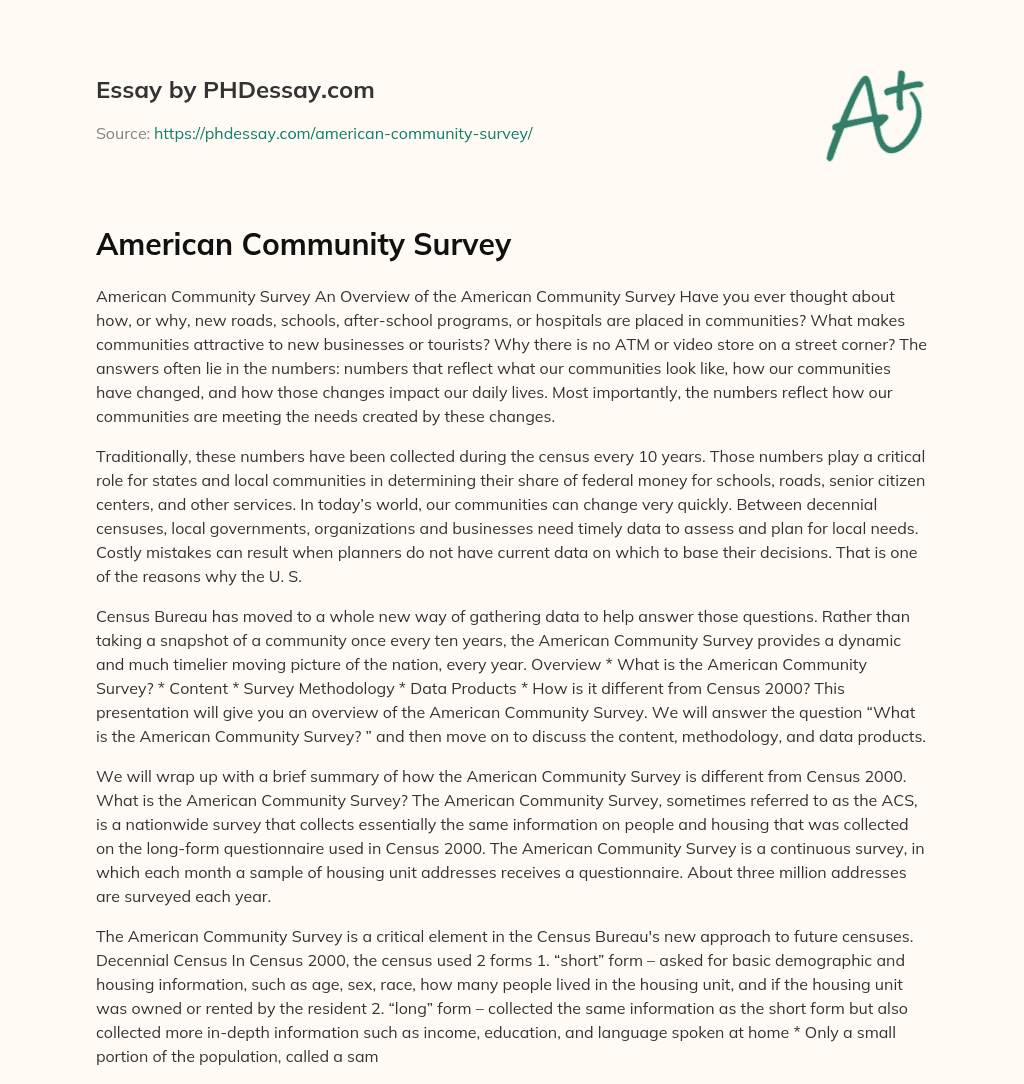 American Community Survey essay