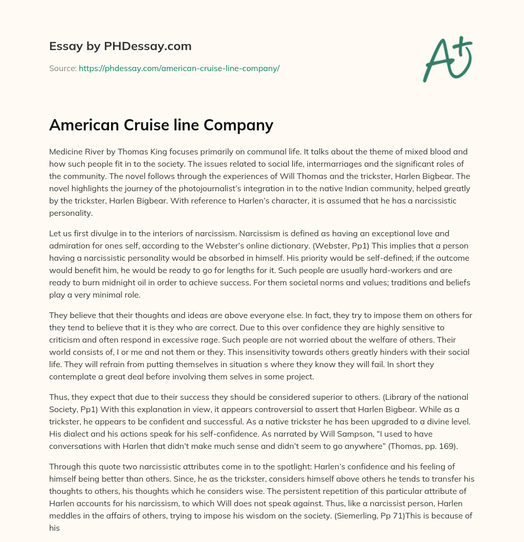 American Cruise line Company essay