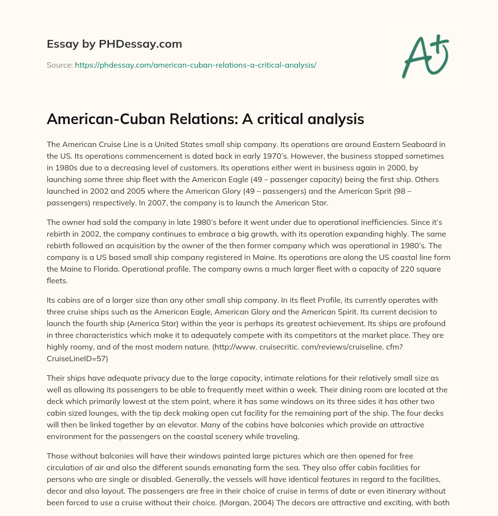 American-Cuban Relations: A critical analysis essay