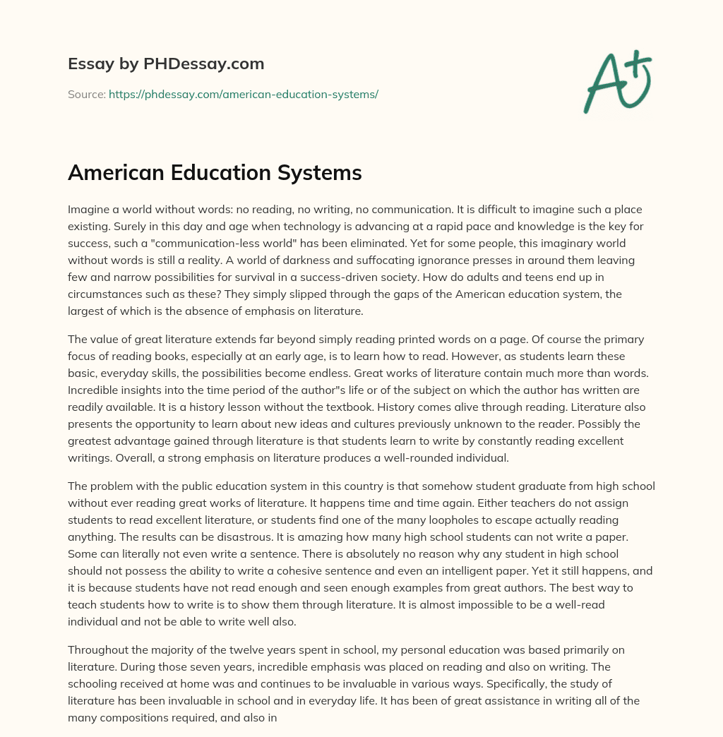 education system in america essay