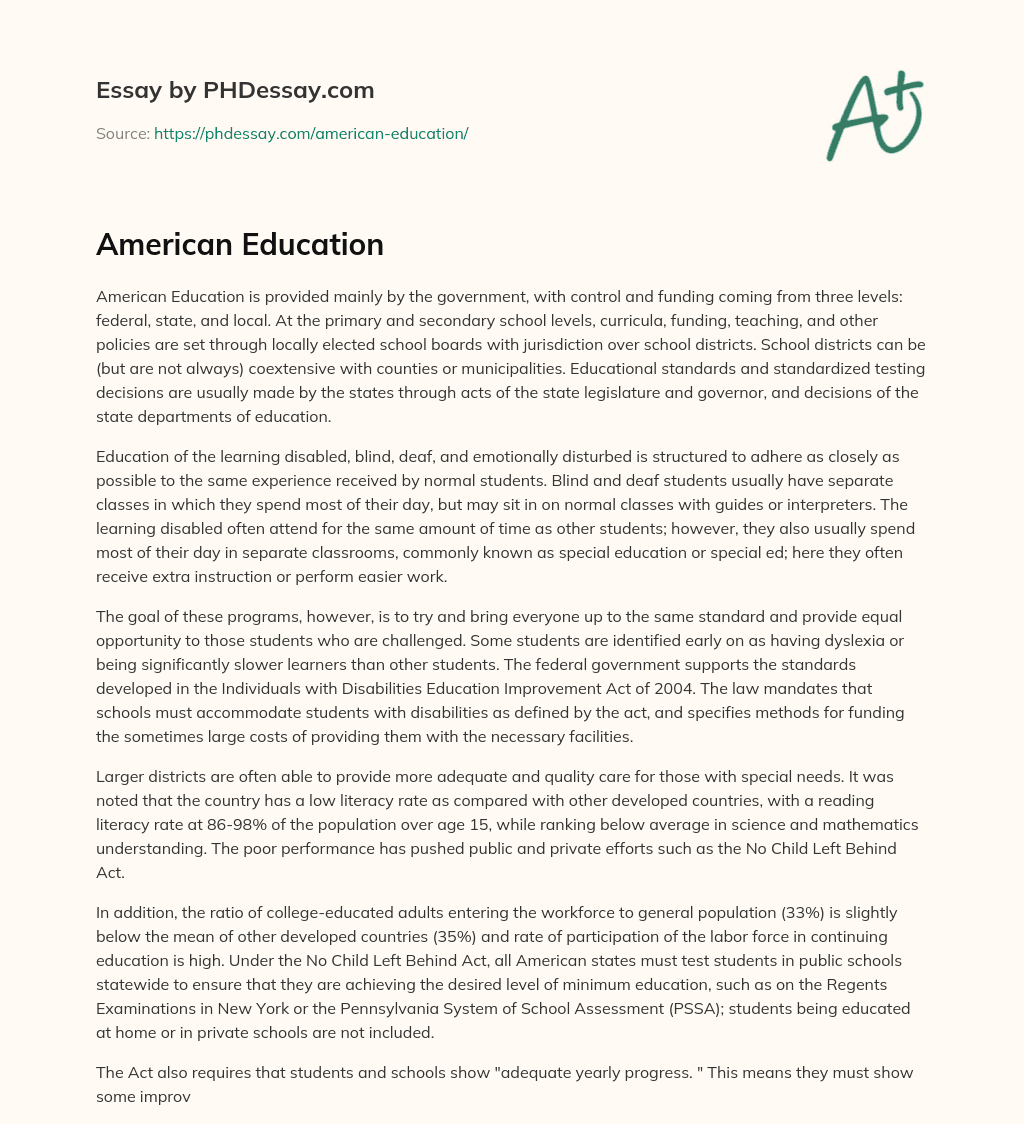 American Education essay