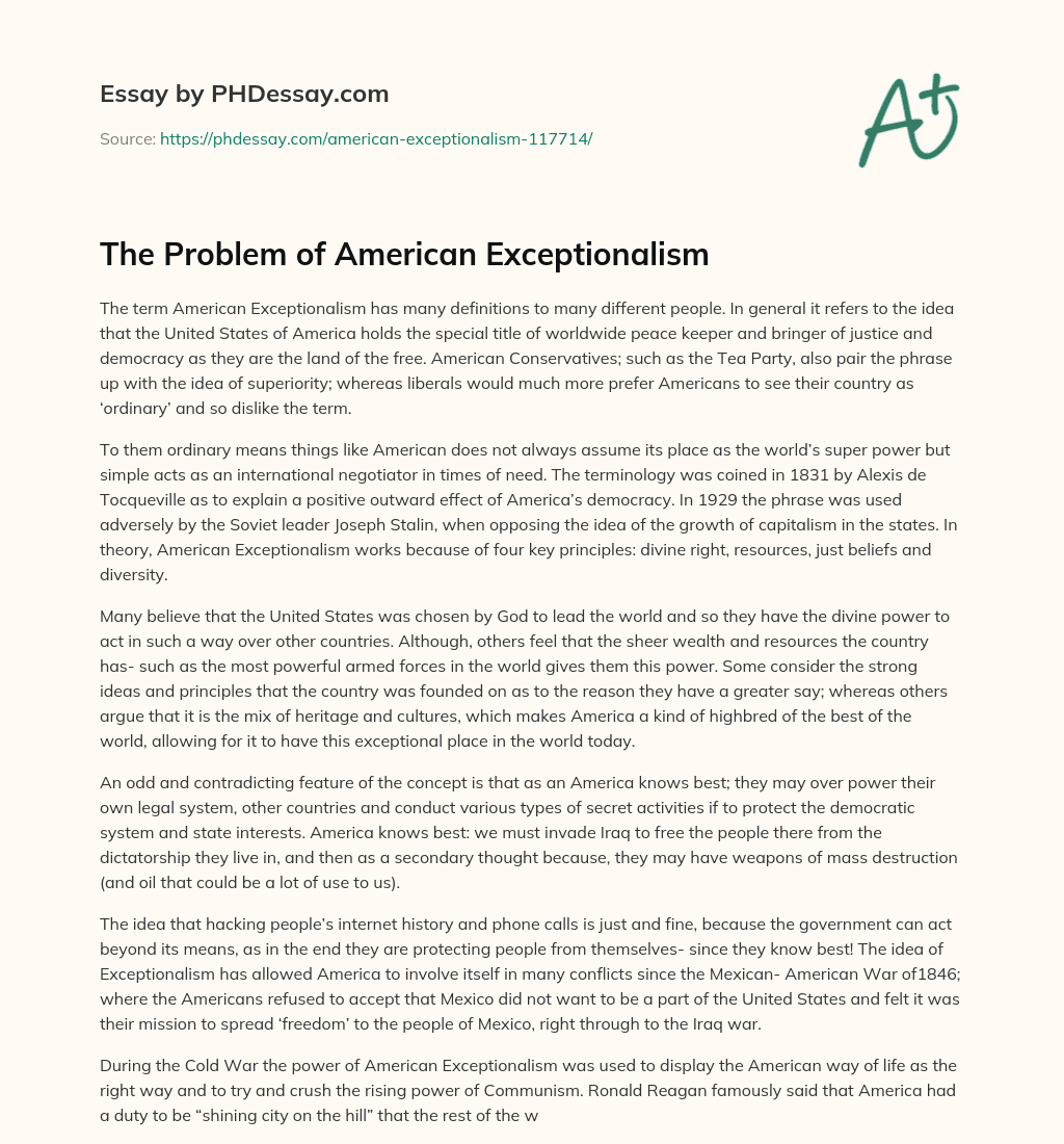 The Problem of American Exceptionalism essay