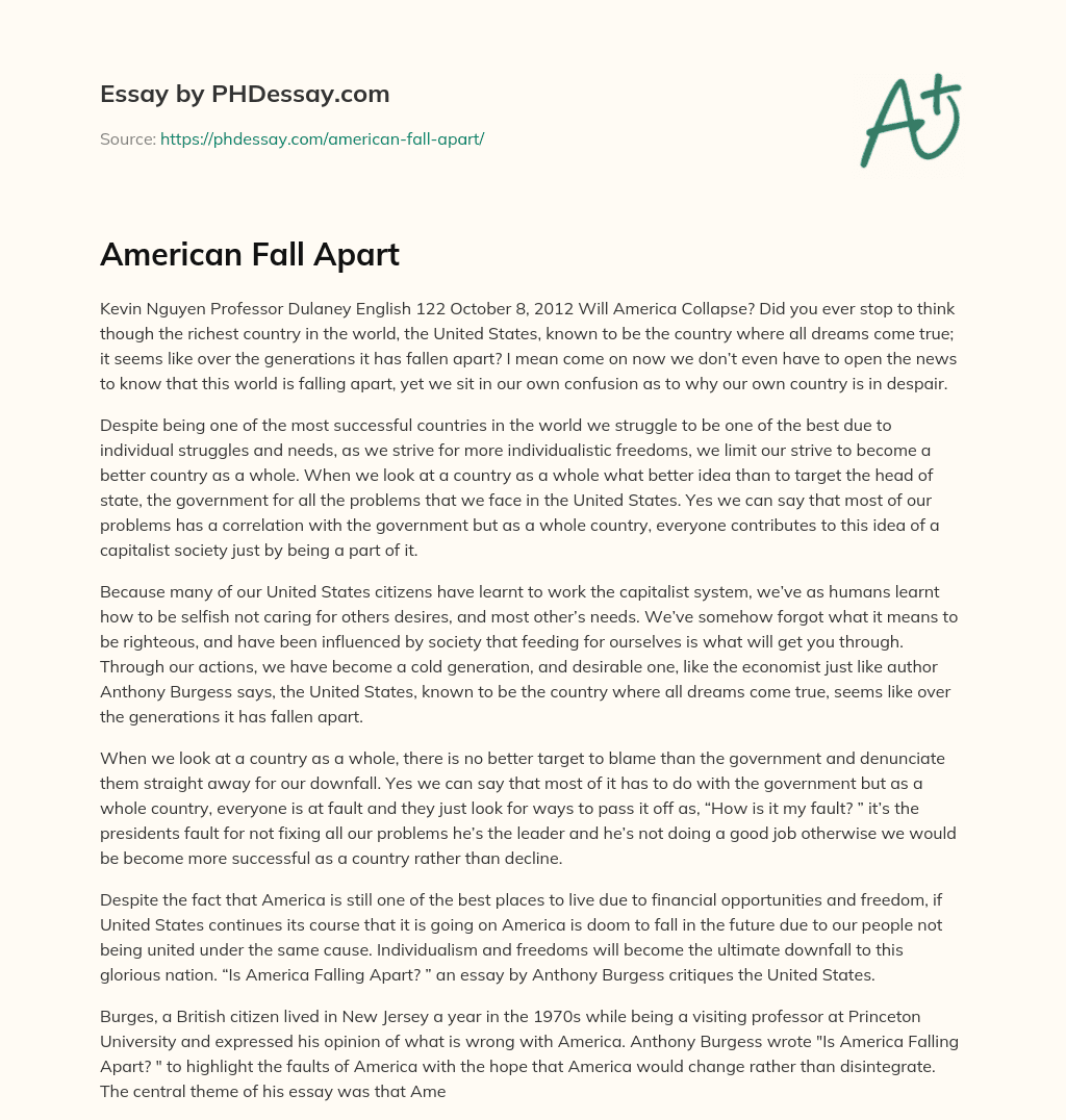 American Fall Apart essay
