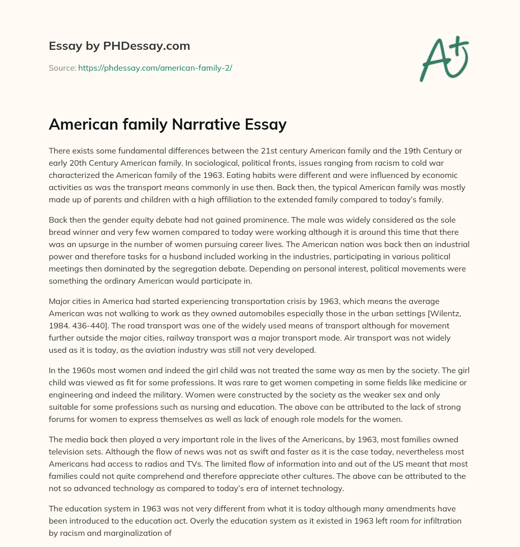 American family Narrative Essay essay