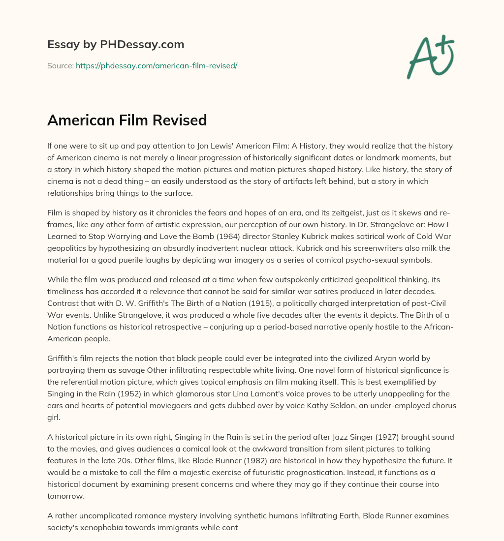 American Film Revised essay